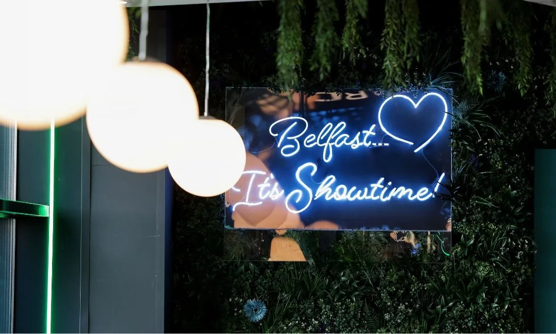 LED sign that says 'Belfast... It's showtime!'