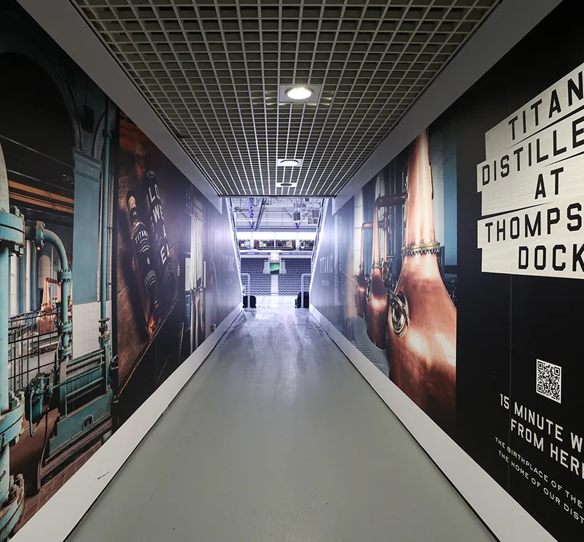 Titanic Distiller's vomitory artwork in the O2 Belfast